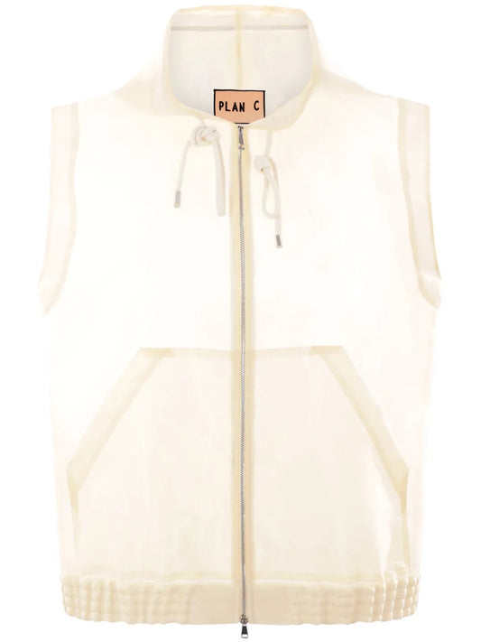 Drawstring-Hood Zip-Up Vest