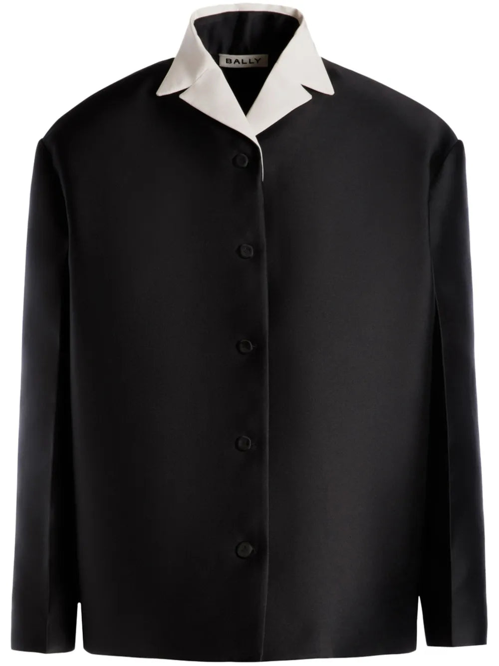 Contrast-Collar Silk Jacket