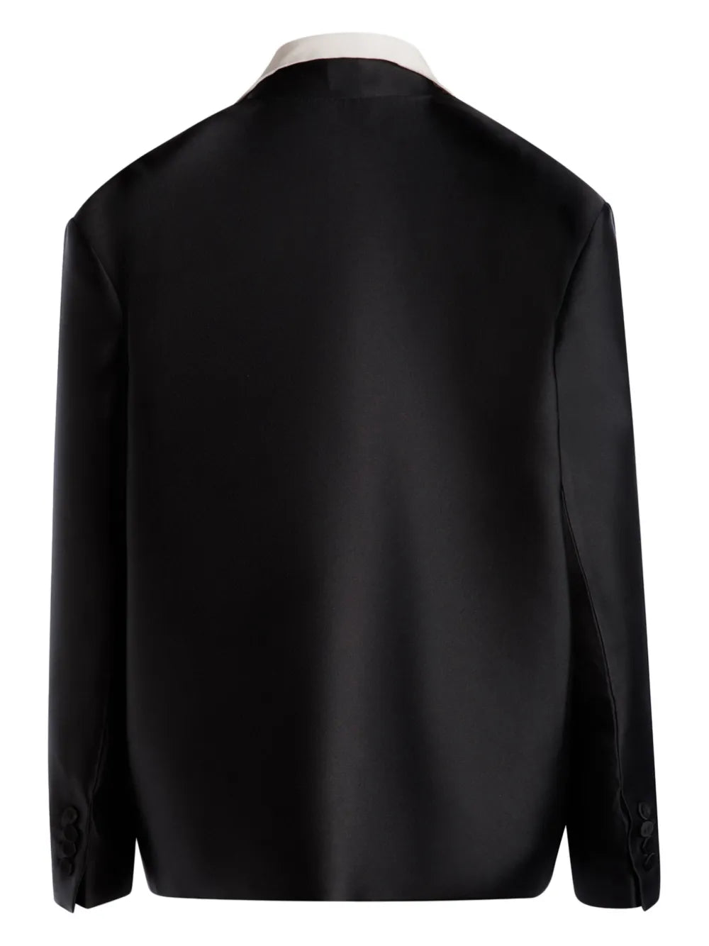 Contrast-Collar Silk Jacket