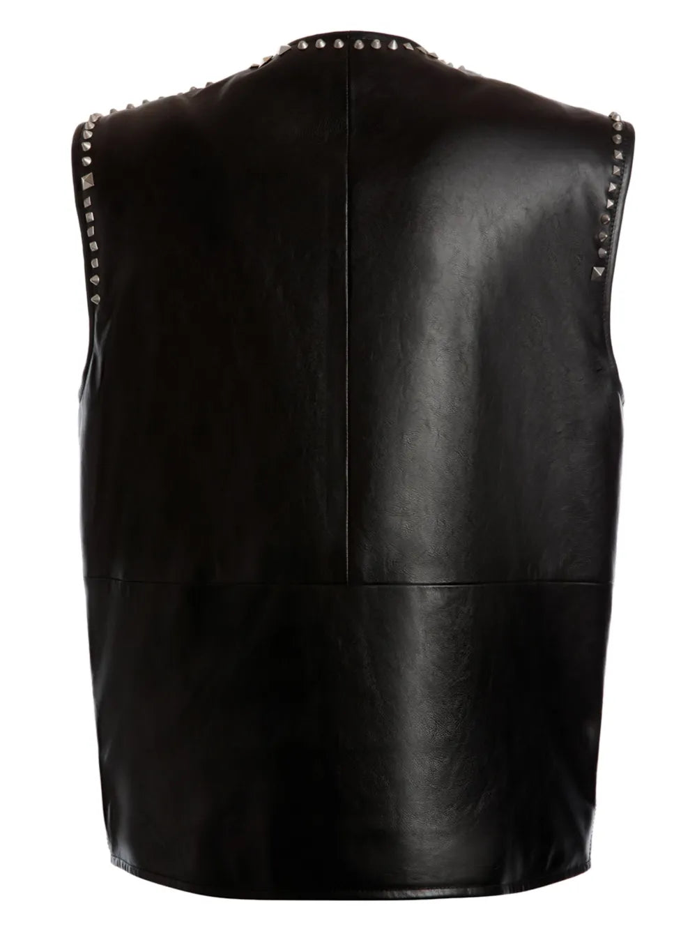 Studded-Charm Appliqué Leather Vest