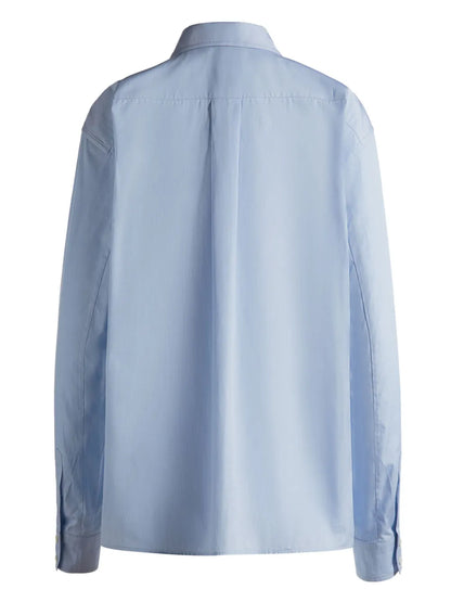 Embroidered Logo Cotton Button-Up Shirt