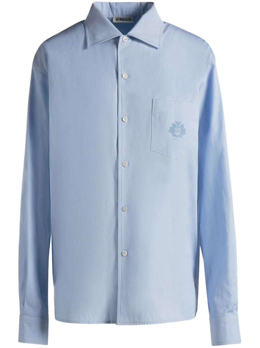 Embroidered Logo Cotton Button-Up Shirt