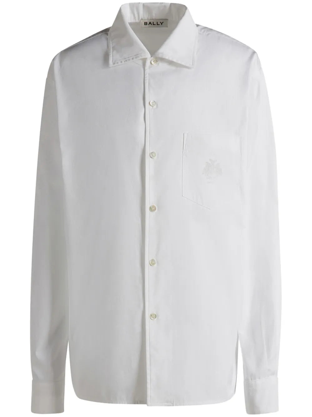 Embroidered Logo Cotton Button-Up Shirt