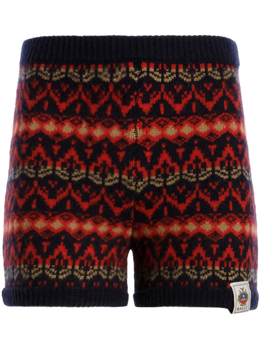 Patterned Intarsia-Knit Wool Shorts