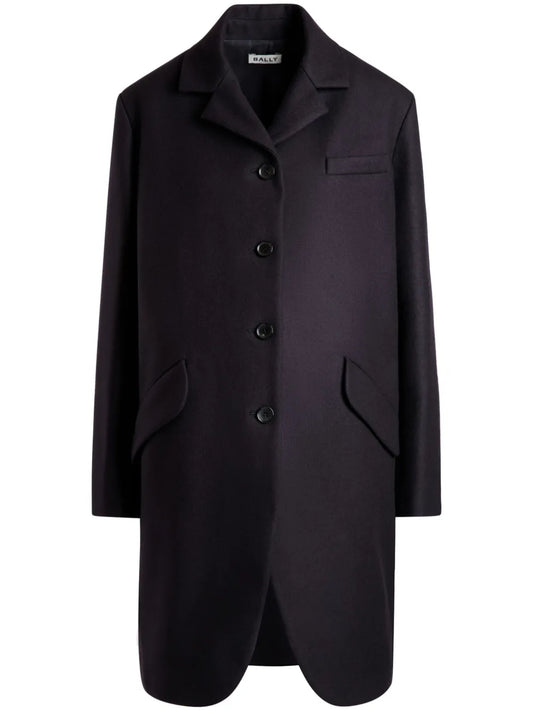 Curved-Hem Single-Breasted Coat