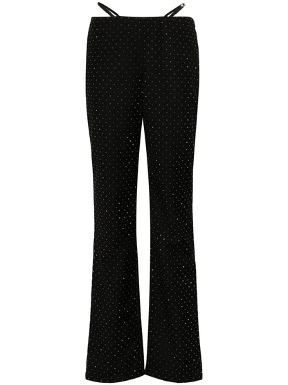 Rhinestone-Embellished Straight-Leg Trousers