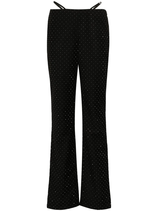 Rhinestone-Embellished Straight-Leg Trousers