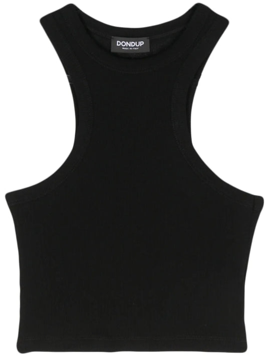 Fine-Ribbed Cropped Tank Top