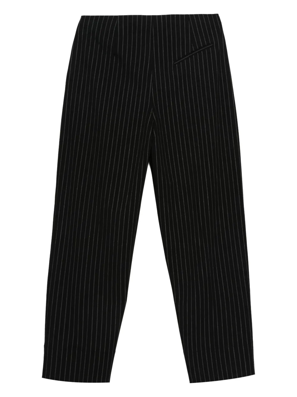 Pinstriped High-Waist Tapered Trousers