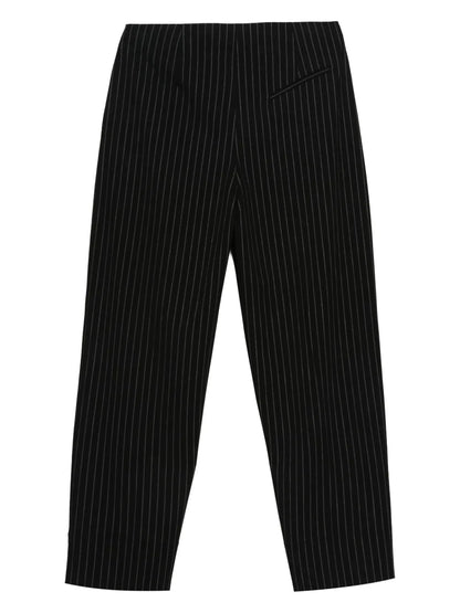 Pinstriped High-Waist Tapered Trousers
