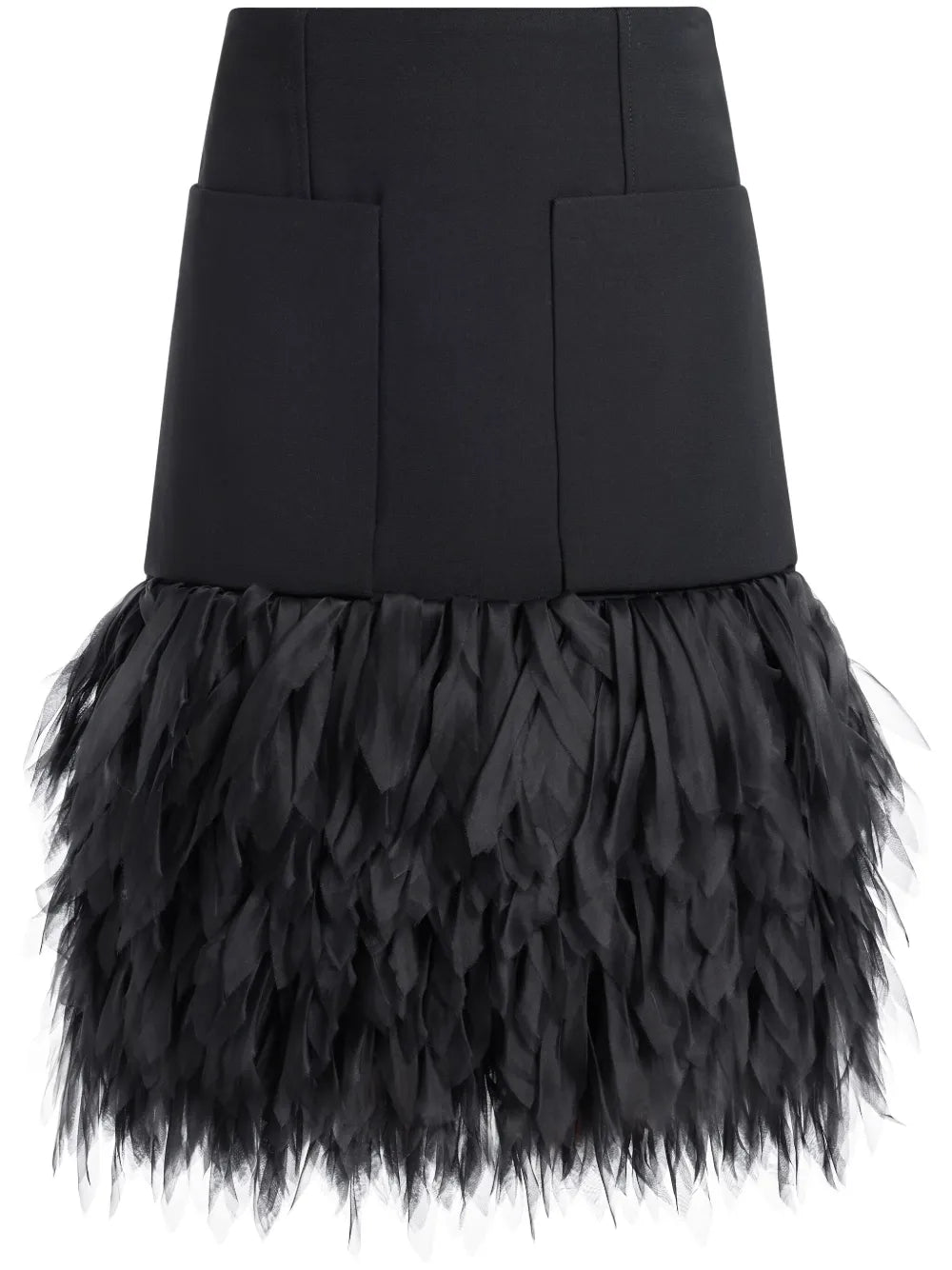 Feather-Detailing Midi Skirt