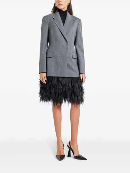 Feather-Detailing Midi Skirt