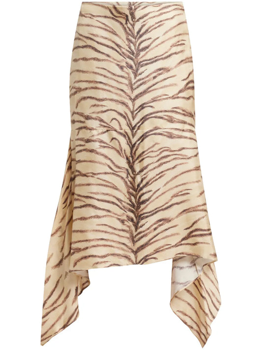 Tiger-Print Midi Skirt