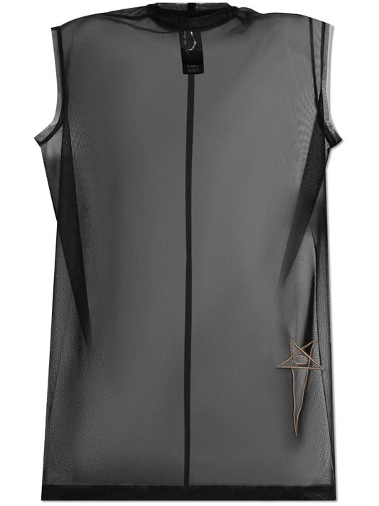 Logo-Embroidered Mesh Top
