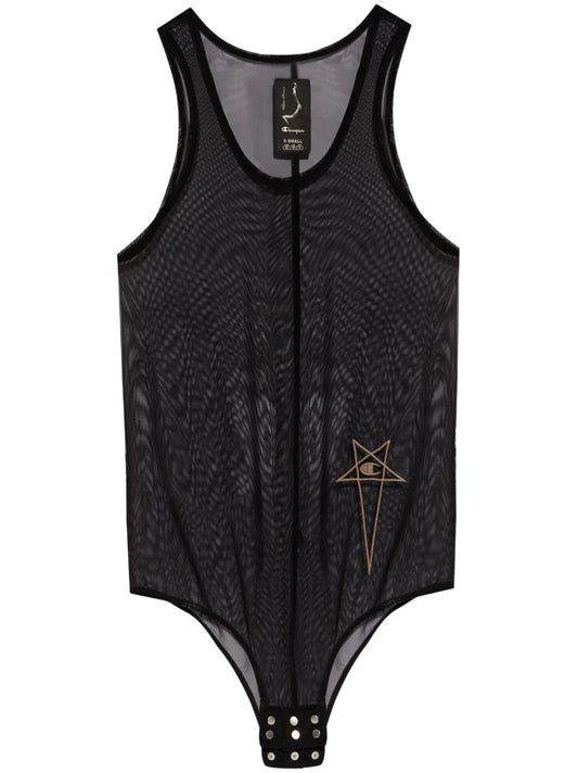 Logo-Embroidered Mesh Tank Top