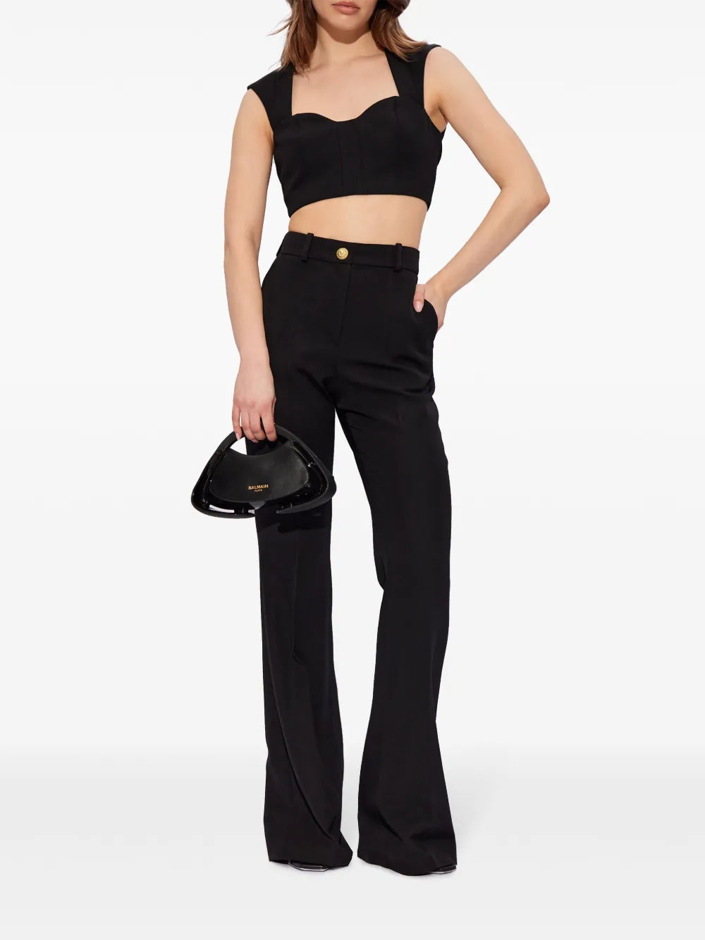 Panelled Wool Crop-Top