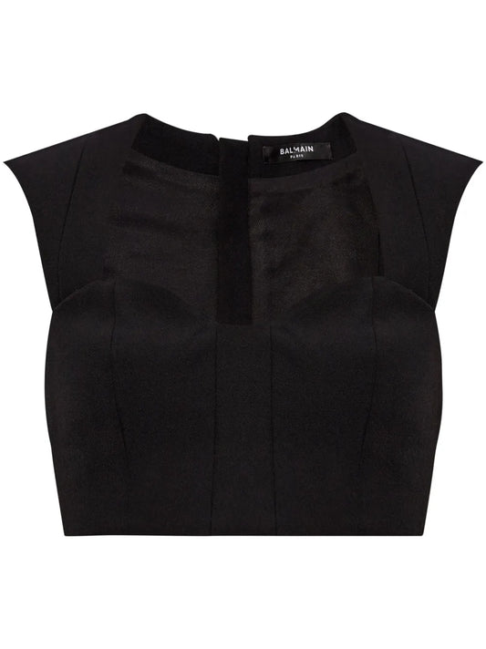 Panelled Wool Crop-Top