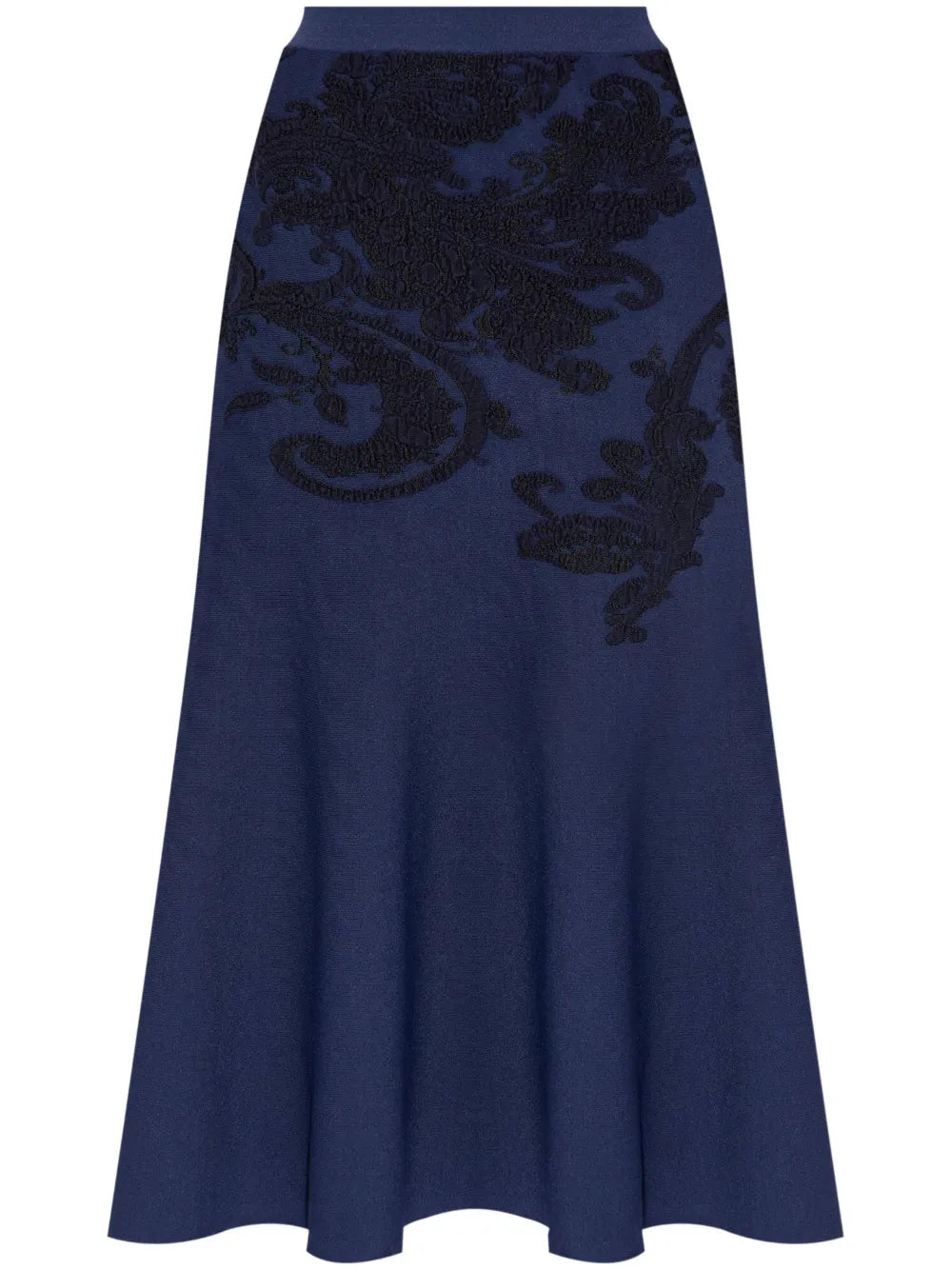 Embroidered A-Line Midi Skirt