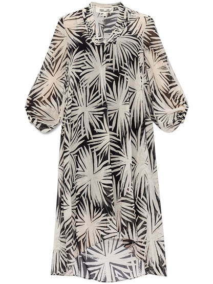 Graphic-Print Asymmetric Dress