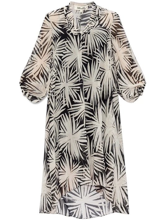 Graphic-Print Asymmetric Dress