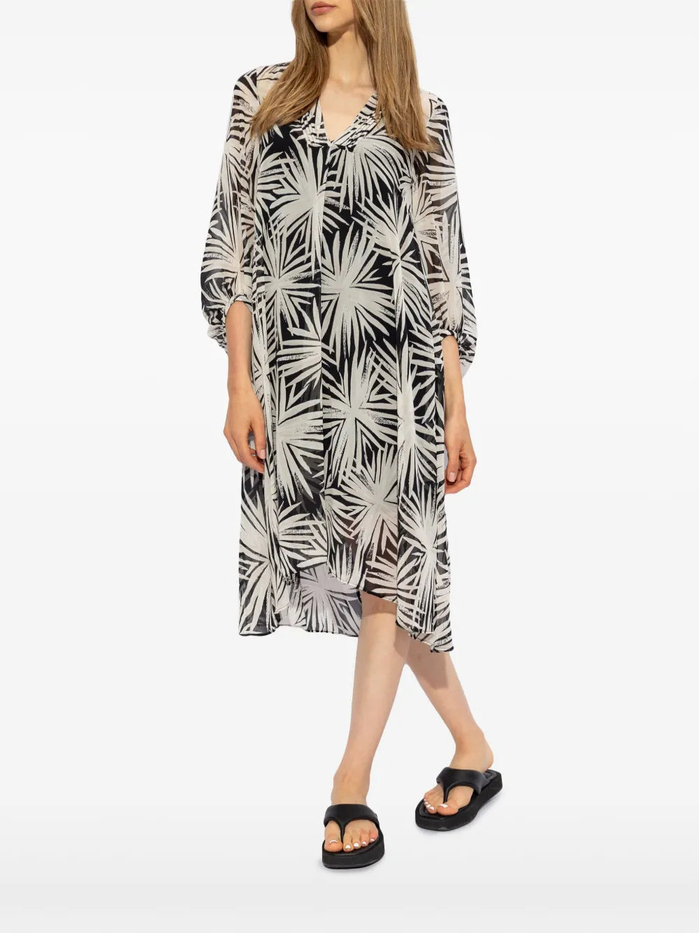 Graphic-Print Asymmetric Dress