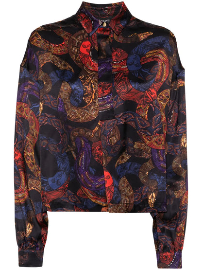Apocalypse Snake-Print Button-Up Shirt