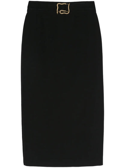 Metal-Snake Detail Midi Skirt