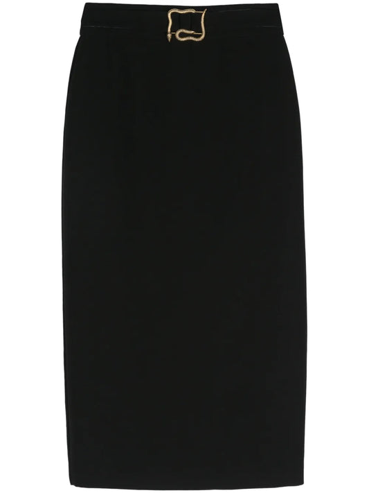 Metal-Snake Detail Midi Skirt