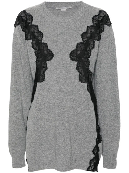 Lace-Detail Wool Minidress