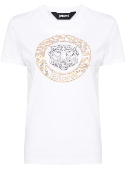 Tiger Head Studded Cotton T-Shirt