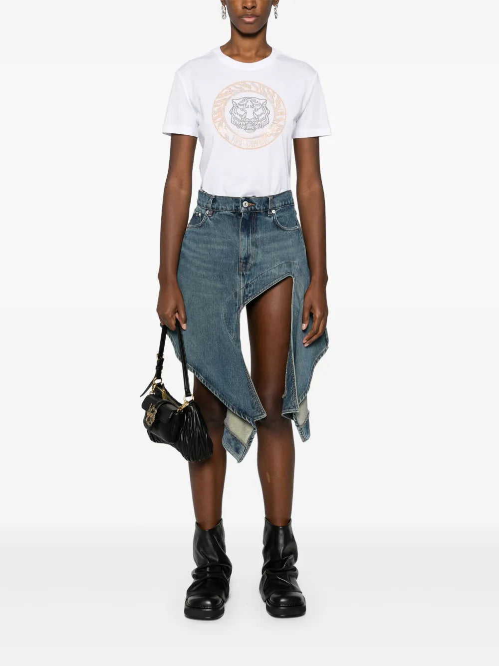 Tiger Head Studded Cotton T-Shirt