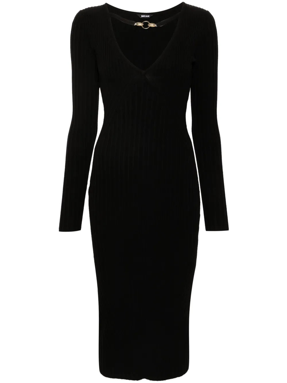 V-Neck Knitted Midi Dress