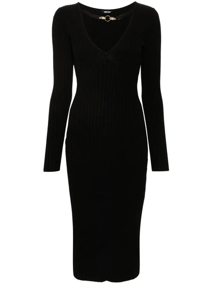 V-Neck Knitted Midi Dress