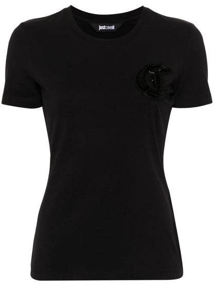 Bead-Logo Detail Jersey T-Shirt