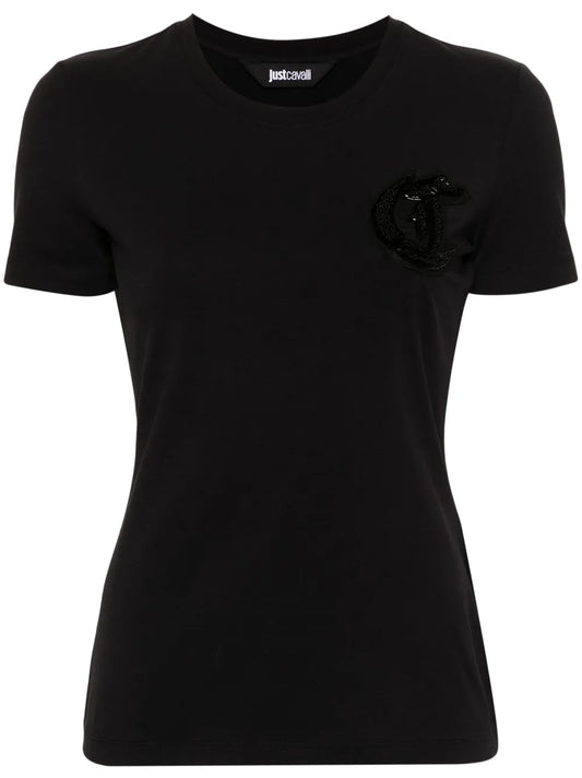 Bead-Logo Detail Jersey T-Shirt