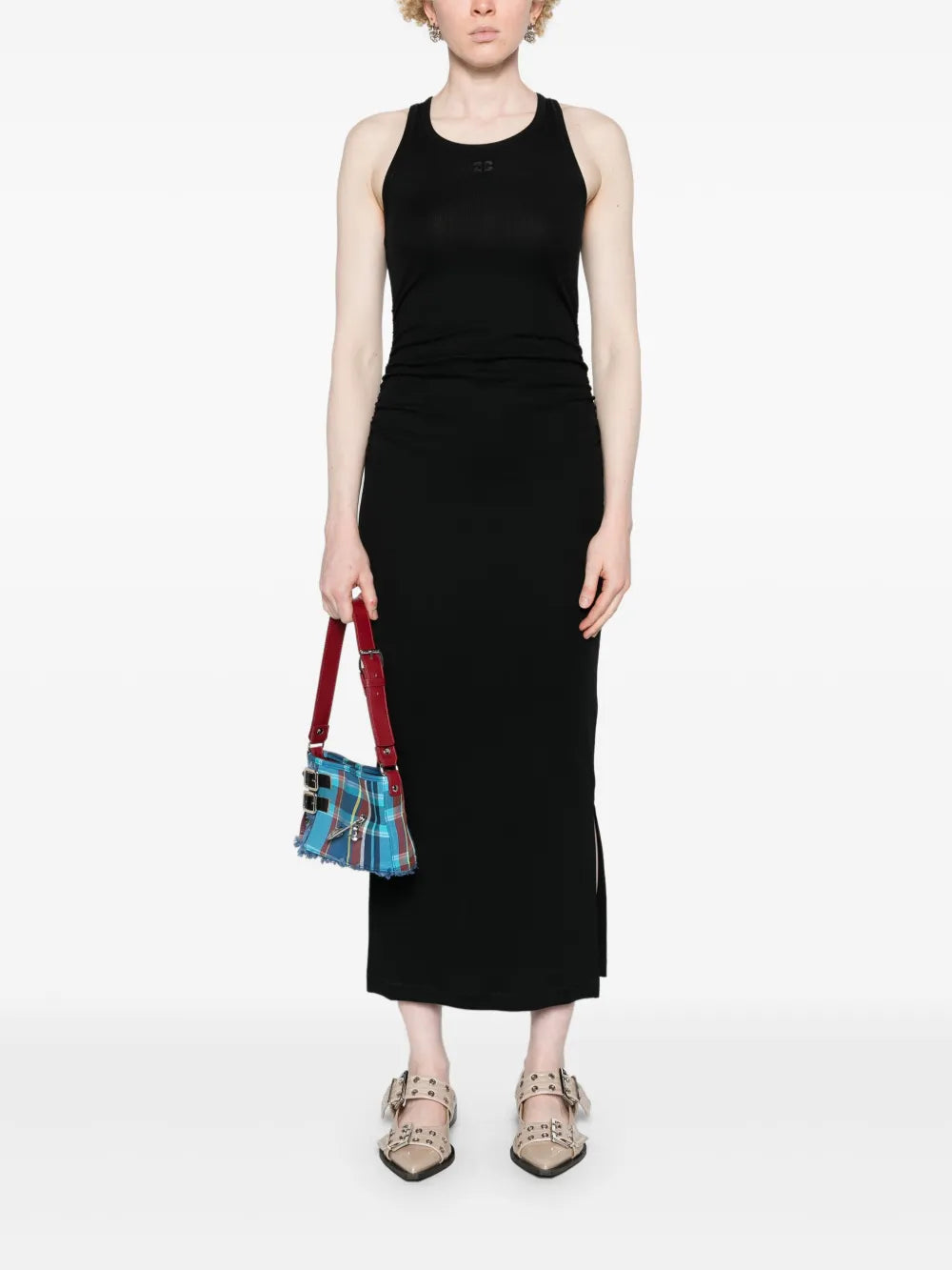 Logo-Embroidered Ruched Dress