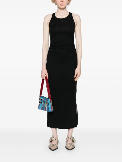 Logo-Embroidered Ruched Dress