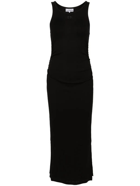 Logo-Embroidered Ruched Dress