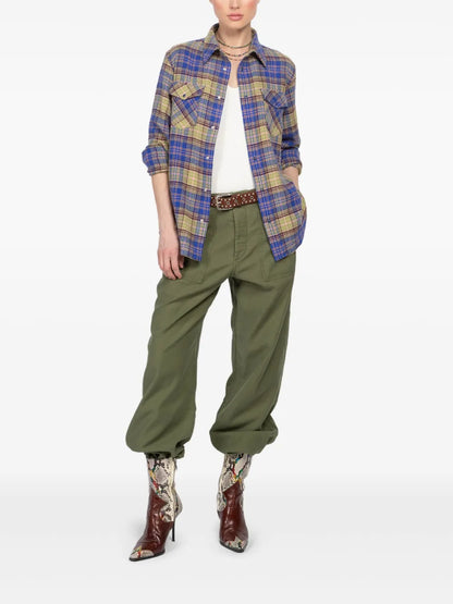 Check-Print Cashmere Overshirt