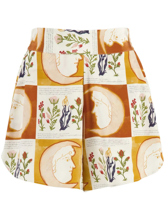 Printed Crepe Shorts