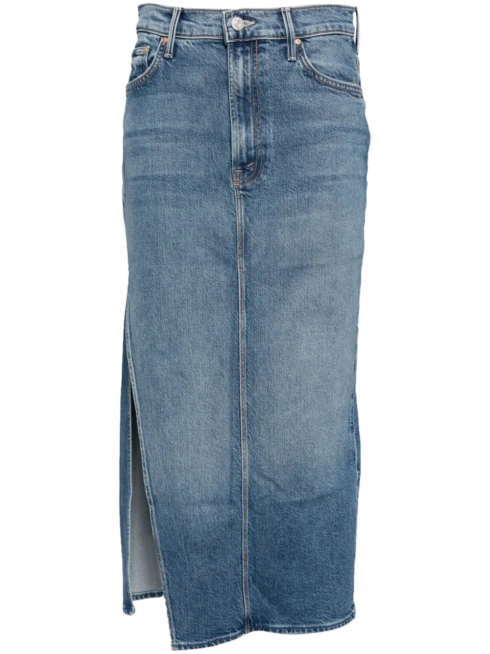 The Split Second Denim Midi Skirt