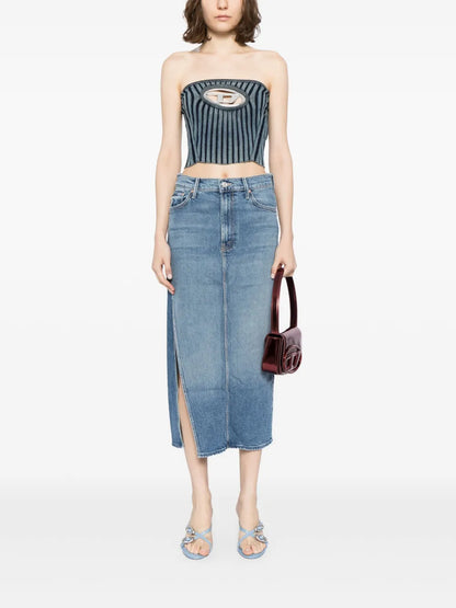 The Split Second Denim Midi Skirt