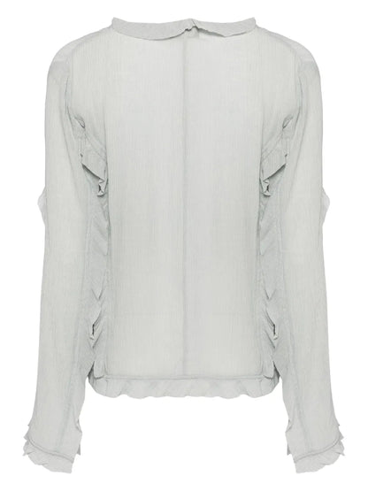 V-Neck Ruffle-Detail Blouse