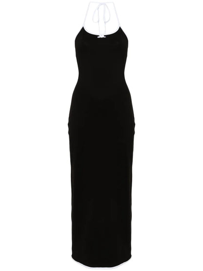 Contrast-Trim Maxi Dress