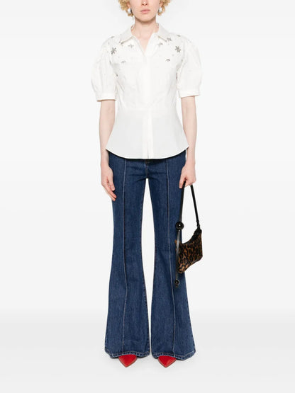 Gem-Embellished Cotton Blouse