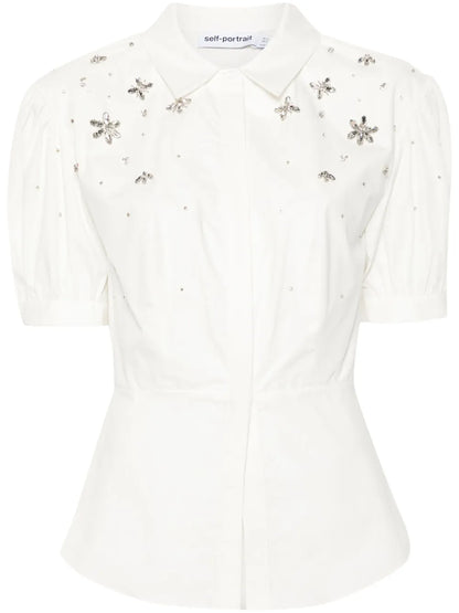 Gem-Embellished Cotton Blouse