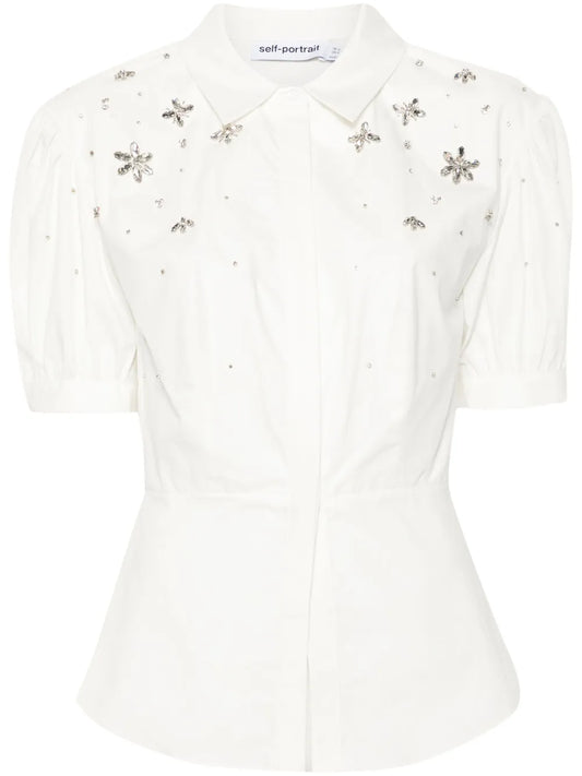 Gem-Embellished Cotton Blouse