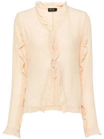 V-Neck Ruffle-Detail Blouse