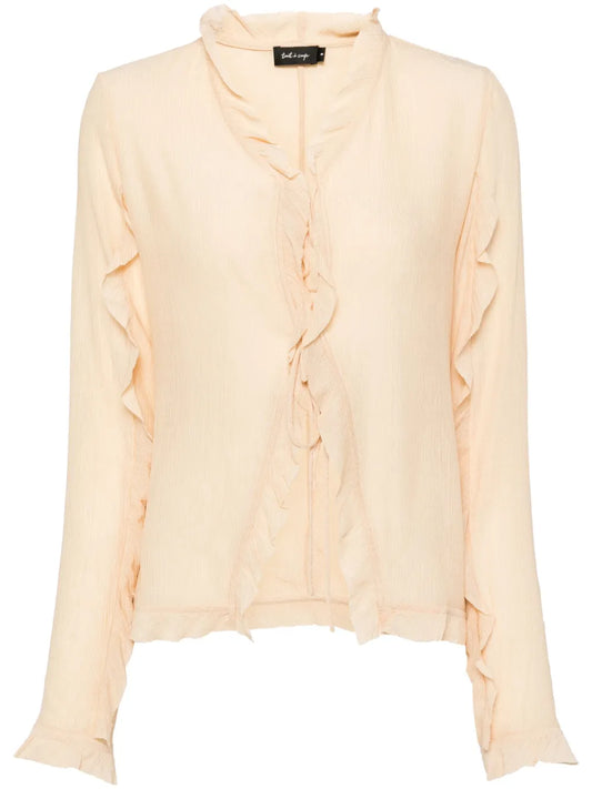 V-Neck Ruffle-Detail Blouse