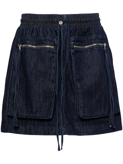 Drawstring-Fastening Denim Skirt